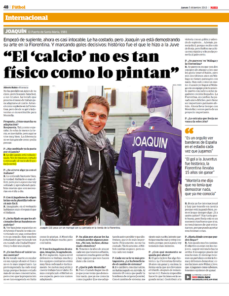 Joaquín, recién llegado a la Fiorentina, habla en Marca de nuestro jamón loncheado al vacío. Diciembre 2013\\n\\n18/01/2015 21:49
