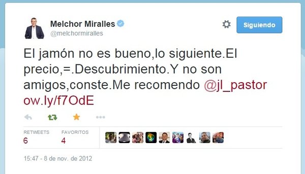 Melchor Miralles (www.melchormiralles.es) es periodista, fundador de El MUNDO, colaborador habitual de Cuatro y Tele 5. Noviembre 2012\\n\\n18/01/2015 22:02